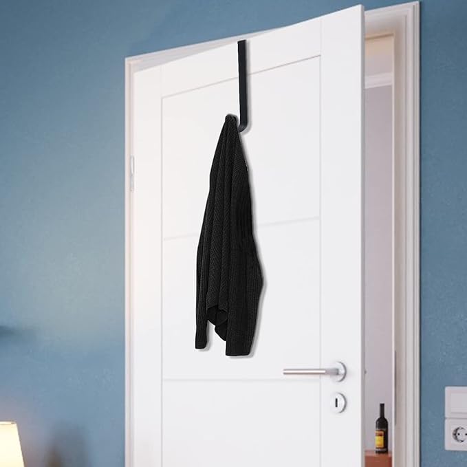 GameXcel 12" + 15" Wreath Hanger for Front Door - Large Wreath Metal Hook for Christmas Wreath Over The Door Hangers - 2 Pcs Black