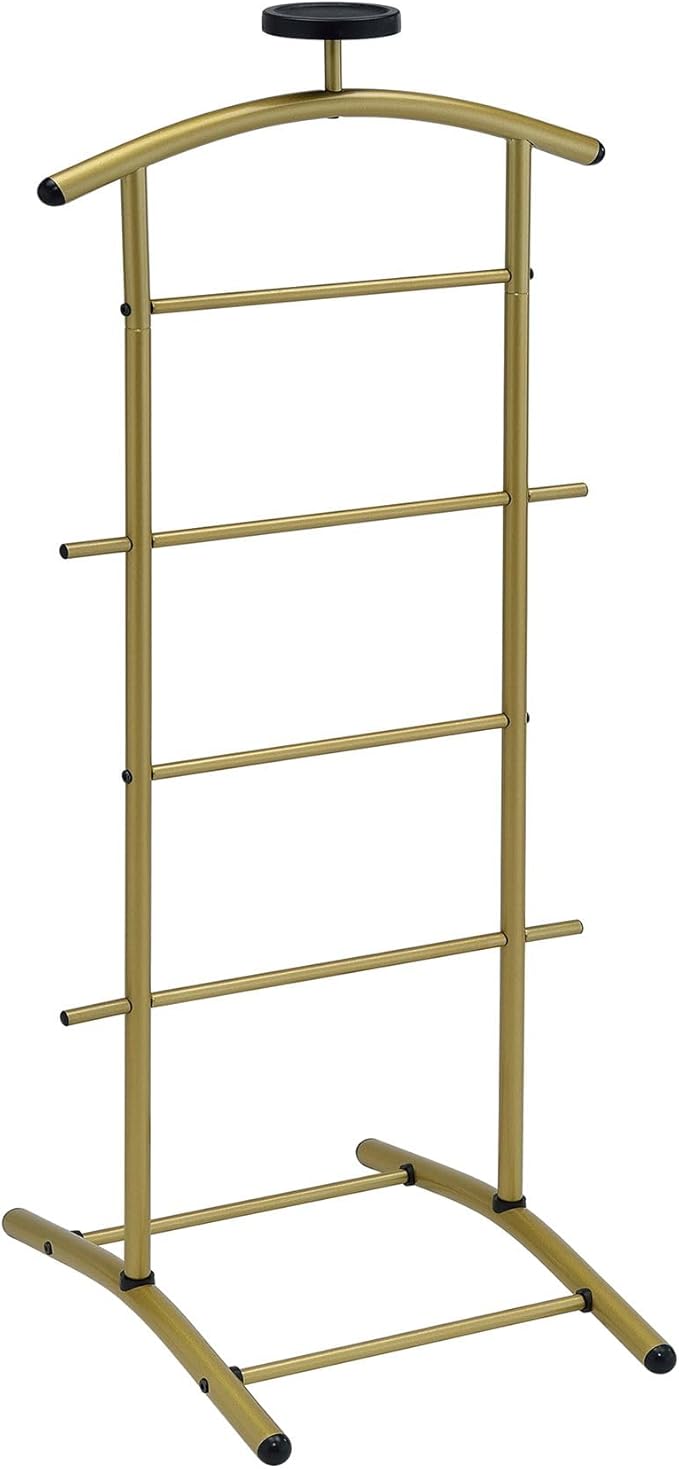 Kings Brand Furniture - Menros Metal Suit Valet Stand, Clothes Rack (Gold)