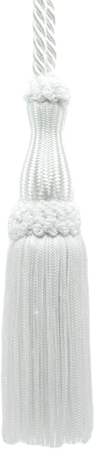 DÉCOPRO Decorative Silky 5" (12.5cm) Key Tassel 5" (12.5cm) Loop (Style# SKT) Pure White #A1 (Bright White) Set of 2