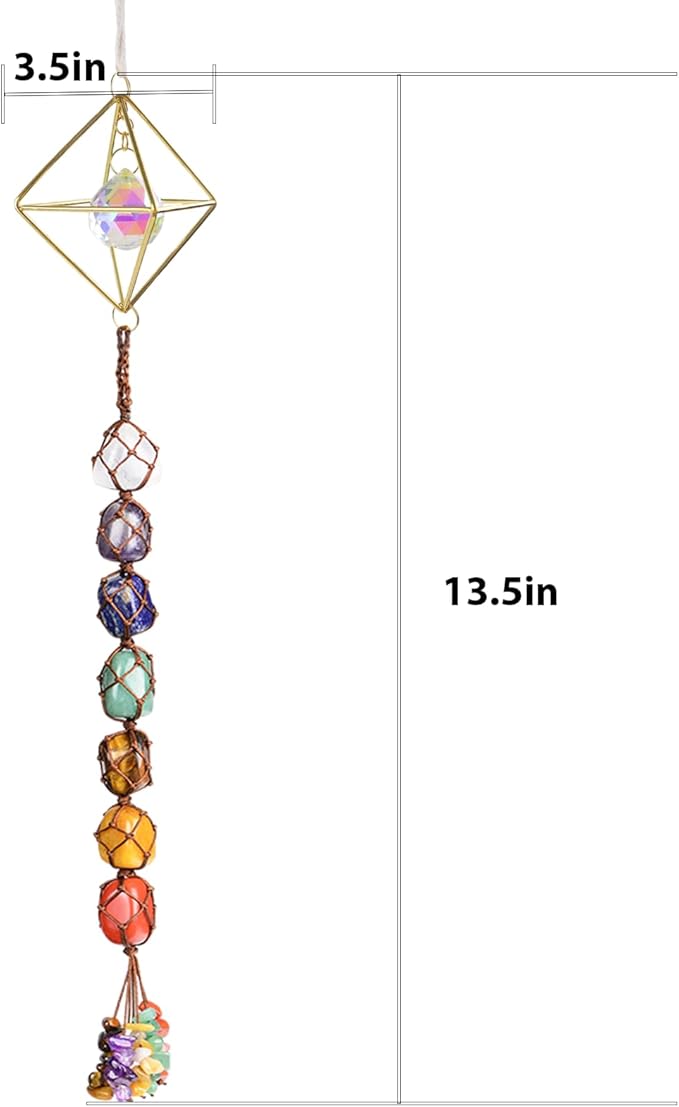 Feng Shui Yoga Ornament Handmade Natural Gemstone Crystal Hanging Ornaments for Home Decoration Window Decor（Style8）