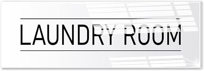 Laundry Room Sign White 9x3 Inch - Indoor Self Adhesive Door Wall Sign Minimalism Design