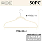 MIZGI Premium Velvet Hangers (50 Pack) - Heavy Duty, Non Slip Felt - Ivory, Chrome Hooks, Space Saving Suit Hangers