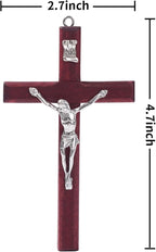 ZYFLSQ Catholic Crucifix Wall Cross 6 Pack, 4.7 inch Small Catholic Wooden Jesus Cross for Home Decor, Hanging Cross for Wall