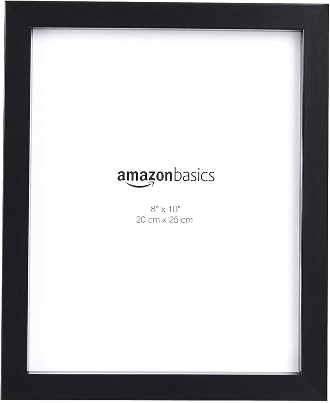 Amazon Basics Rectangular Photo Picture Frame, 8 x 10 in, Pack of 2, 11.22 x 9.21 inches, Black