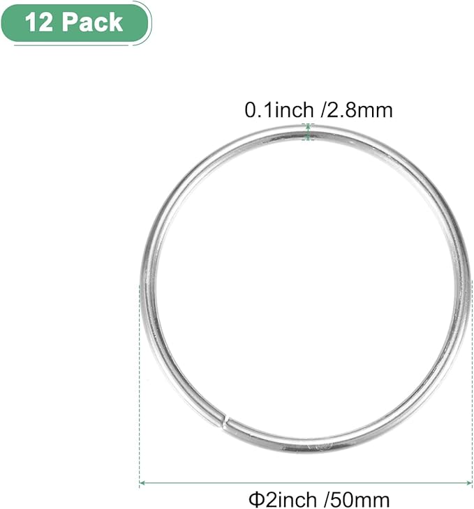 M METERXITY 12-Pack Dream Catcher Rings,2 Inch Metal Round Shape Macrame Wreath Floral Ring Hoop for Home/Valentine/DIY Craft/Wedding/Wall Hanging Decorations [White Silver]