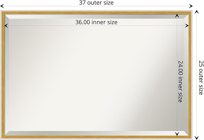 Amanti Art White Wall Mirror 25x37 Paige White Gold Rectangle Bathroom Mirror for Wall Decor Living Room, Large Modern Wood Frame, Hangs Horizonally and Vertically, Bathroom Decor, Beveled Edge