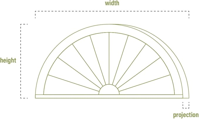 84"W x 42"H x 2"P Half Round Sunburst Architectural Grade PVC Pediment