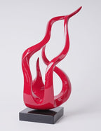 Abstract Sculpture Decor Modern Art Gift Holy Flame Figurine Statue for Bookshelf Table Desktop Office Red 16.5 Inch