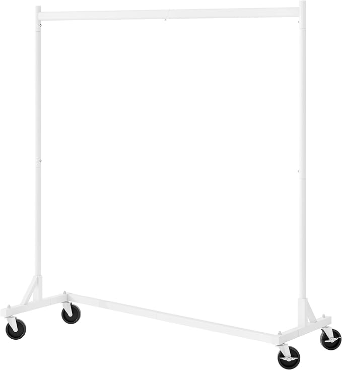 Hoctieon Z Rack, Rolling Clothes Racks with Z-Base, Heavy Duty Garment Rack, Clothing Racks for Hanging Clothes, Sturdy Metal Hanging Holder, Clothes Organizer Rack, White
