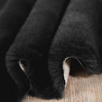 Black Shag Faux Rabbit Fluffy Fur Rugs for Bedroom Machine Washable Runner Rugs for Living Room 2x8 Runner Rug Nursery Rug