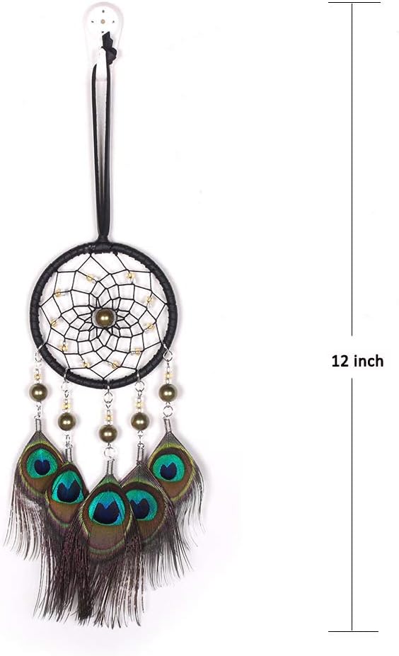 Car Dream Catcher, Handmade Dream Catchers Peacock Feather Dreamcatcher for Wall Hanging Home Decorations Car Charms