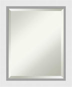 Amanti Art White Wall Mirror 24x20 Blanco White Rectangle Bathroom Mirror for Wall Decor Living Room, Small Modern Wood Frame, Hangs Horizonally and Vertically, Bathroom Decor, Beveled Edge