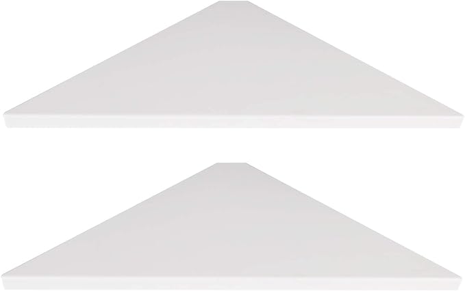 evron Corner Mounting Shelf Set of 2 – Easy to Install Floating Wall Shelves with Wood Grain Finish, Durable and Waterproof ABS Plastic for Kitchen, Bathroom, Living Room Home Décor