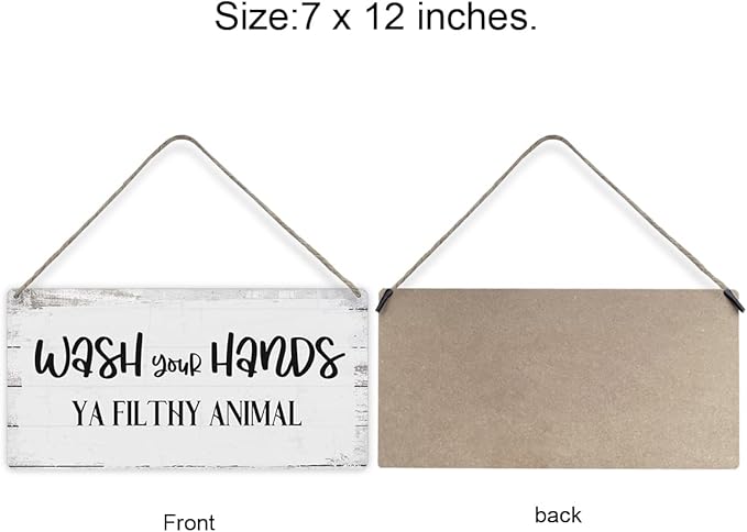 Wash Your Hands ya Filthy Animal Sayings Home Wall Decor Wooden Signs Rustic Farmhouse Hanging Wall Plaque Sign Bathroom Gift