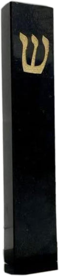 A&S Mezuzot Quartz Mezuzah Case with Engraved Shin Design Easy Peel and Stick Judaica Door Mezuza (Black + GOLD, 8 Inches)