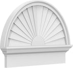 26"W x 19-3/4"H x 2-3/4"P Half Round Sunburst Architectural Grade PVC Combination Pediment