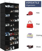 coastal rose Hanging Shoe Organizer for Closet, 30 Sections Hanging Closet Organizers and Storage Shelves, Space Saving Hanging Shoe Storage, Black, 17''W×11.5''Dx 48''H