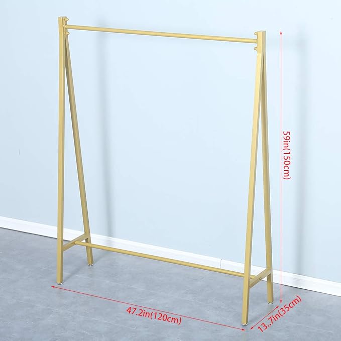 Urban Iron Clothing Racks, 59in, Commercial Clothes Racks for Hanging Clothes, Modern Metal Garment Rack, Retail Display Rack Standing Clothes Rack(Gold)