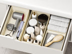 DIMJ Drawer Organizers Clothes, Set of 4 Dresser Organizer Bins, Fabric Closet Organizers and Storage, Shallow Drawer Dividers for Nursery, Clothing, Baby Clothes, Socks, Underwears, Tie (Beige)