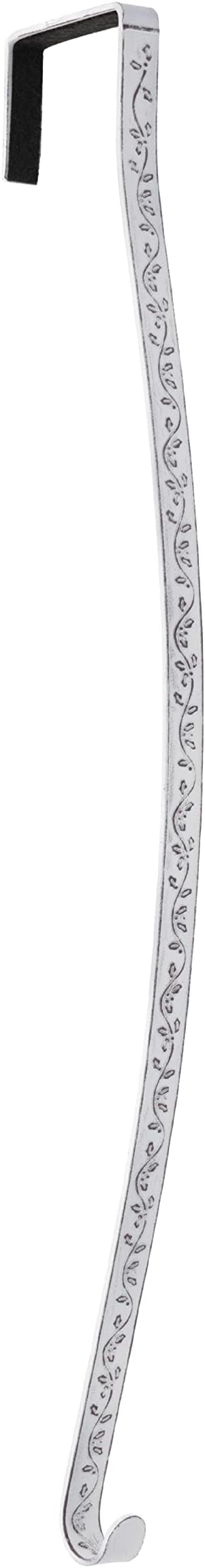 Haute Decor HighProfile Curved Over The Door Wreath Hanger Hook (Holly Embossed - Whitewash) - Wreath Hanger for Front Doors with Raised Features and Trim