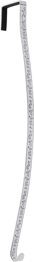 Haute Decor HighProfile Curved Over The Door Wreath Hanger Hook (Holly Embossed - Whitewash) - Wreath Hanger for Front Doors with Raised Features and Trim