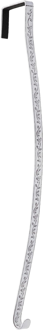 Haute Decor HighProfile Curved Over The Door Wreath Hanger Hook (Holly Embossed - Whitewash) - Wreath Hanger for Front Doors with Raised Features and Trim