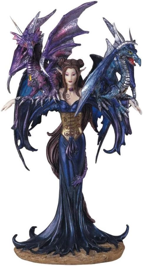 StealStreet SS-G-91276 Fairy Collection Pixie with Dragon Fantasy Figurine Figure Decoration , Navy Blue
