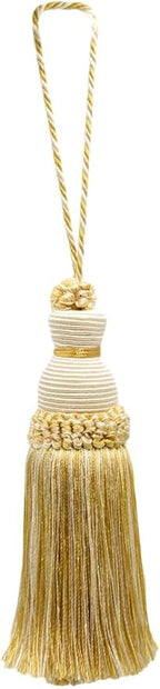 DÉCOPRO Decorative 5 inch Key Tassel, Light Gold, Ivory Imperial II Collection Style# IKTJ Color: Ivory Gold - 2523