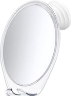 HONEYBULL Fogless Shower Mirror with Suction Mount & Swivel – Anti-Fog Acrylic Bathroom Mirror for Shaving – Built-in Razor Holder, Easy Install, Home Shower Accessory (White)