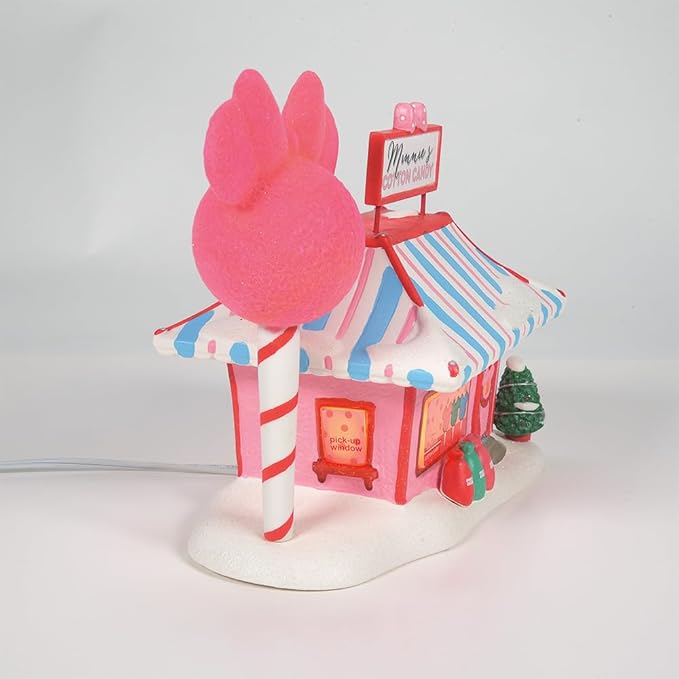 Department 56 Disney Village Minnie Mouse Cotton Candy Shop Lit Building, 7.56 Inch, Multicolor