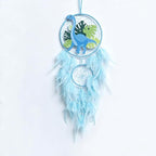 Handmade Dream Catcher, Animal Design Feather Dream Catchers Wall Decoration, Art Craft Feather Wall Decor for Home, Gift for Girls Kids Women (Blue)