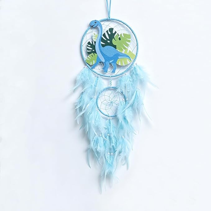 Handmade Dream Catcher, Animal Design Feather Dream Catchers Wall Decoration, Art Craft Feather Wall Decor for Home, Gift for Girls Kids Women (Blue)
