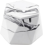 FREELOVE Concrete Ashtray with Lid & Stainless Steel Ashtrays for Cigarettes, Cement Ash Tray Smoking Holder Indoor Smokeless Outdoor Windproof Patio Home Office Cool Decor(White Marble, Large)