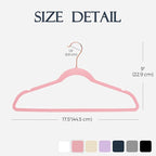 HOUSE DAY Lt Pink Velvet Hangers 240 Pack, Premium Non-Slip Clothes Felt Hangers, Sturdy Black Heavy Duty Coat Hanger, Durable Space Saving Suit Hanger, No Marks 360° Rose Gold Rotating Hook