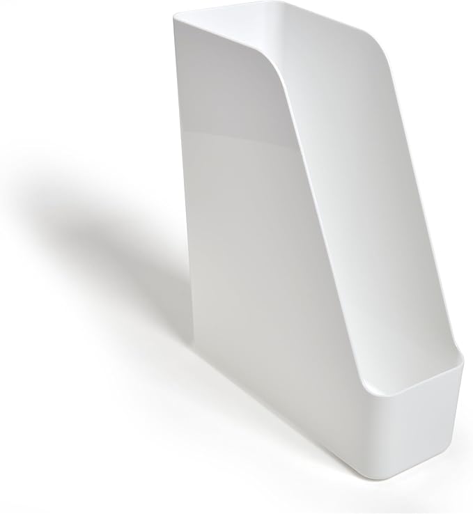 TRU RED Plastic Magazine File, White, 2‑Pack – Vertical Desktop Organizer for Magazines, Folders & Office Documents