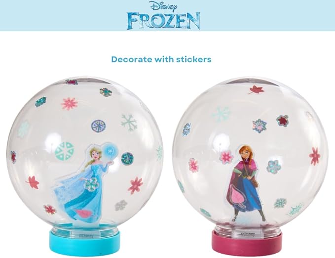 Disney Frozen Snow Globe Kit, DIY Snow Globe, Includes 2 Globes, Glitter, Sequins, Stickers – Elsa and Anna