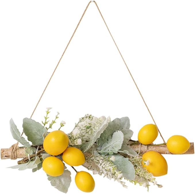 Simulation Pomegranate Fruit Swag, Decorative Greenery Artificial Lemon Swag, Simulation Lemon Pendant Front Door Garland, Artificial Flowers False Flower for Wedding Home Wall Decoration(Yellow)