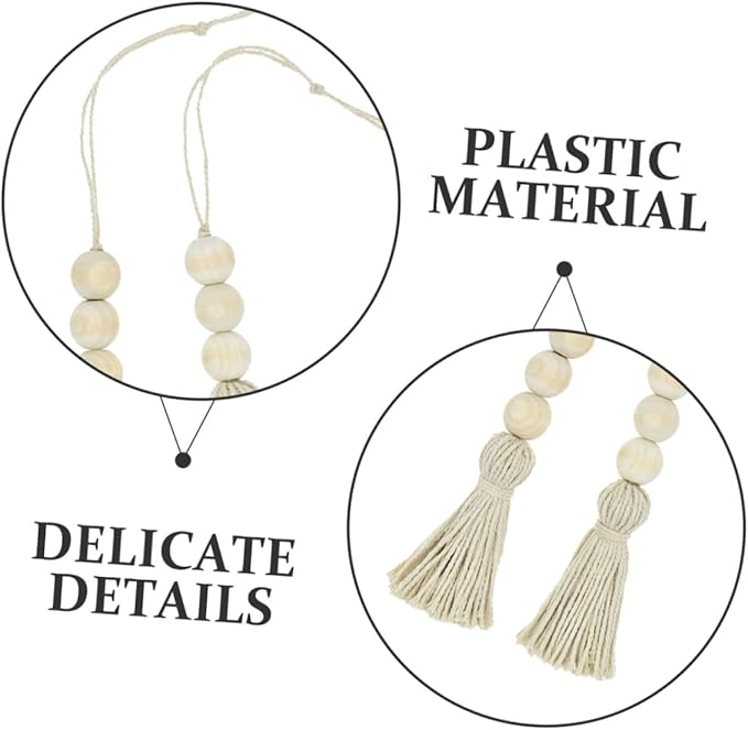 BESPORTBLE 6pcs Wood Bead Garland Ornaments Farmhouse Beads with Tassel Hanging Decoration for Closet Handle Door Handle