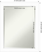 Amanti Art White Wall Mirror 27x21 Basic White Narrow Rectangle Bathroom Mirror for Wall Decor Living Room, Medium Casual Wood Frame, Hangs Horizonally and Vertically, Bathroom Decor, Beveled Edge