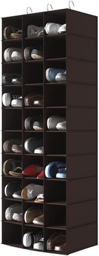 coastal rose Hanging Shoe Closet Organizer, 30 Sections Hanging Closet Organizers and Storage Shelves, Space Saving Shoe Rack Holder Hanger, Coffee