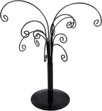 10.6 inch Ornament Tree Display Stand Rotating Decor, Decorative Black Metal Tabletop Display Stand Features Multiple Hooks, Display Rack for Ornaments Glass Globes Balls and Small Craft Items (1PCS)