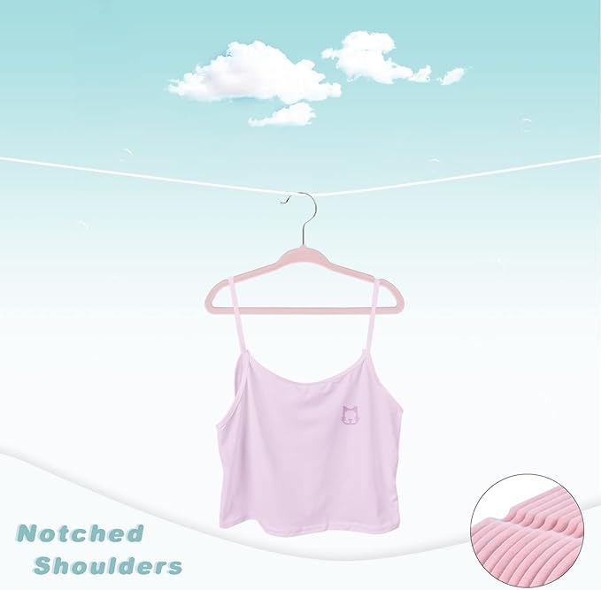 BAGIAL 50 Pack Kids Velvet Hangers 14 Inches Children's Clothes Hangers Non-Slip Baby Hangers for Infant/Toddler (Blush Pink)