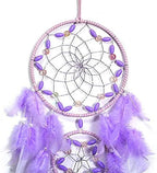 Purple Dream Catcher, Large Dreamcatcher, Handmade Feather Mobile Wall Decor Hanging for Girl Women Bedroom Dorm Room Decorations Home Ornament Birthday Festival Craft Gift (Dual Ring)