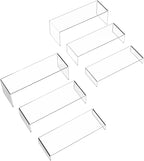 6 PCs Risers Display Stands 3 Tiers Desktop Acrylic Shelves Cake Dessert Holder Products Stand for Collectibles Shoes Jewels Pop Figure (Clear12inch)