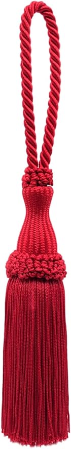 DÉCOPRO Decorative Silky 5" (12.5cm) Key Tassel 5" (12.5cm) Loop (Style# SKT) Cherry Red #E13 (Dark Crimson Red) Set of 2
