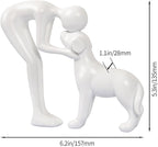 Dog Sculpture Home Decor Cute Man and Dog Statue Decoration for Office、Living Room、Bedroom、Home， Memory Gifts for Pet Lovers (White)