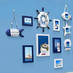 Miyolo Fish Wall Decor Mediterranean Beach Themed Welcome Sign Wooden Fish Skeleton Nautical Ornament for Kids Room Kindergarten School Bathroom 10.8" x 3.8" Porch Door Hanging Decorations