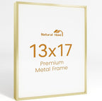 13x17 Aluminum Metal Picture Frame,Tempered Glass Gold Photo Frame 13x17 for Family Photo,Posters,Art,Document to Wall Mount Horizontally or Vertically