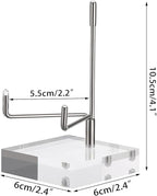 Hipiwe Clear Acrylic Display Stand Holder with Adjustable Metal Arms Display Easel Stands for Gemstones Fossils Minerals Agate Slabs Plates Crystals Saucers Collectibles, 2.4x2.4x4.1 inch