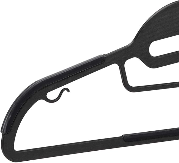Amazon Basics Non-slip Heavy Duty Space Saving Plastic Hangers with Rubber and Horizontal Bar, Lightweight, Gray, Pack of 50